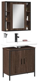 Set Mobili Da Bagno 2 Pz Rovere Marrone İn Legno Multistrato /