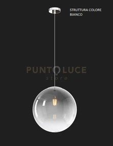Sospensione bianco 1 luce vetro grande fume' 1194bi-s30-fu