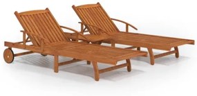 Set Lettino Prendisole con Tavolo 2 pz Legno di Massello Acacia