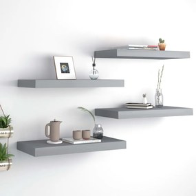 Scaffali A Parete 4 Pz Grigi 50x23x3,8 Cm İn Mdf /