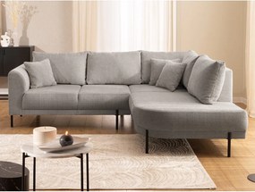 Divano angolare grigio tortora (con penisola a destra/a L) con rivestimento in ciniglia Mauris – Ropez