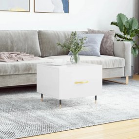 Tavolino Da Salotto Bianco Lucido 50x50x40 Cm Legno Multistrato /