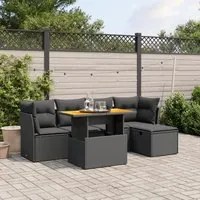 Set Divano da Giardino 6 pz con Cuscini Nero in Polyrattan 3275463