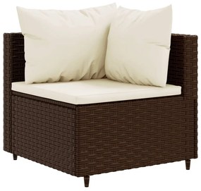 Set mobili da giardino 6pz con cuscini in polyrattan marrone