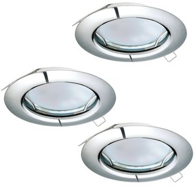 Faretto Ad Incasso Moderno Peneto In Acciaio Cromo 3 Luci Gu10 2,8W