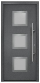 Portoncino d'ingresso HORMANN Iso Pro Secur 810s con vetro L 90 x H 210 cm in acciaio grigio, apertura tirare a destra