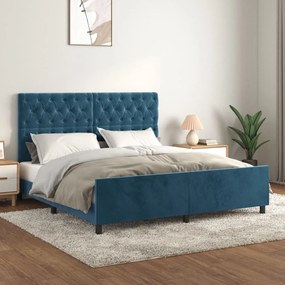 Giroletto Senza Materasso Blu Scuro 160x200 Cm İn Velluto /