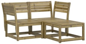 Set Divani da Giardino 3 pz in Legno Impregnato di Pino