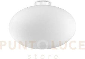 Candy plafoniera 1 luce attacco e27 d.40cm in metalloe  vetro bianco