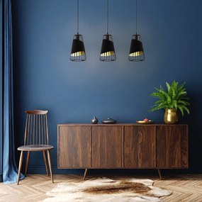 Lampadario Industrial Austell 3 Luci Acciaio Nero