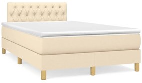 Letto a molle con materasso e led crema 120x190 cm in tessuto