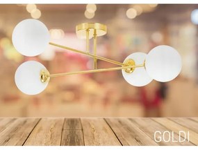 Lampadario a sospensione con supporto rigido 4xE27/35W/230V diametro 70 cm oro