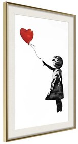 Poster  Banksy bimba con Palloncino Cuore  Cornice Quadri Cornice d'oro con passe-partout, Larghezza x Altezza Home decor 40x60