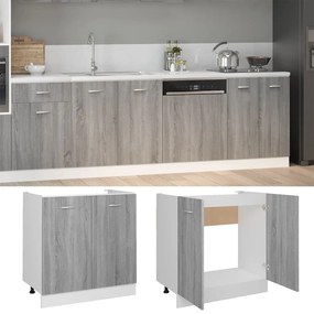 Mobiletto grigio sonoma 80x46x81,5 cm in legno multistrato