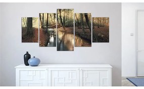 Quadro Autunno marrone  foresta  Colore Nero, Dimensioni e Misure 100x50