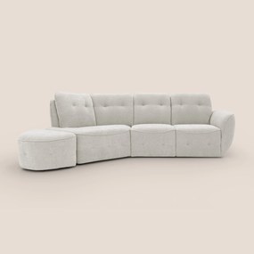 Cerbero divano angolare con pouf mobile in morbido bouclé impermeabile T07