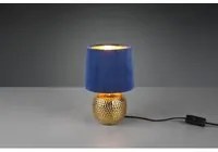 Lampada Comodino Sophia Ceramica Oro E Paralume Velluto Blu Trio Lighting