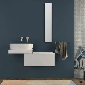 Mensolone bagno 60 cm bianco opaco sospeso con pensile da 100 cm e cassettone da 75 cm