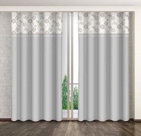 Tenda decorativa grigio chiaro con stampa di fiori beige Larghezza: 160 cm | Lunghezza: 250 cm