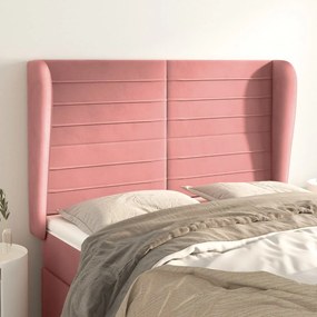Testiera Ad Orecchio Rosa 147x23x118/128 Cm İn Velluto /