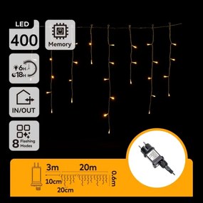 Aigostar - Catena LED natalizia da esterno 400xLED/8 funzioni 23x0,6m IP44 bianco caldo