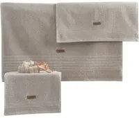 Set 3 asciugamani bagno cotone Wellness beige