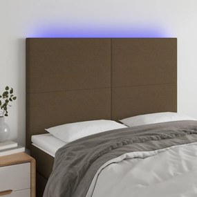 Testiera A Led Marrone Scuro 144x5x118/128 Cm İn Tessuto /