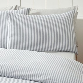 Set copripiumino e federa grigio in flanella per letto matrimoniale 200x200 cm Stripe – Catherine Lansfield