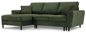 Divano letto in velluto a coste verde, angolo sinistro Moghan - Micadoni Home