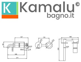 Kamalu - Miscelatore lavabo da incasso finitura cromo con dettaglio in marmo bianco | MARMO-BIANCO