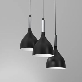 Lampadario a sospensione con filo NOAK 3xE27/15W/230V nero/cromo