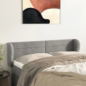Testiera Ad Orecchio Grigio Chiaro 147x23x78/88 Cm İn Velluto /
