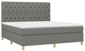 Letto a molle materasso e led grigio scuro 160x200cm in tessuto