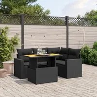 Set Divani da Giardino 5 pz con Cuscini in Polyrattan Nero 3271293