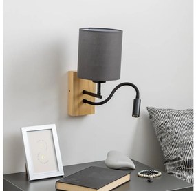 Brilagi - Applique a LED NUBILA WOOD 1xE27/25W/230V + LED/3W quercia/antracite