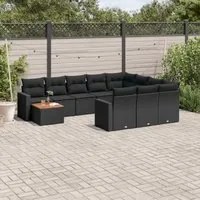 Set Divani da Giardino 11 pz con Cuscini in Polyrattan Nero 3224305