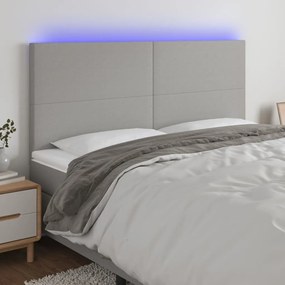Testiera A Led Grigio Chiaro 160x5x118/128 Cm İn Tessuto /