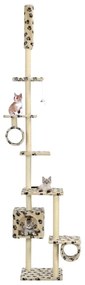 Albero Per Gatti E Tiragraffi Sisal 260 Cm Zampe Stampate Beige /
