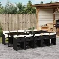 Set da Pranzo da Giardino 11 pz con Cuscini in Polyrattan Nero 3277877