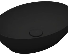 Lavabo da appoggio OLYMPIA CERAMICA ovale piletta non inclusa in ceramica L 50 x H 14 x P 20 cm nero lucido piletta non inclusa