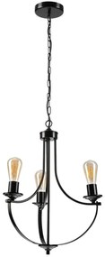 Lampadario a sospensione con catena GINA 3xE27/60W/230V nero
