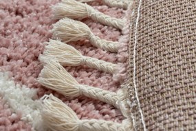 Tappeto BERBER TROIK A0010 cerchio rosa / bianco Frange berbero marocchino shaggy