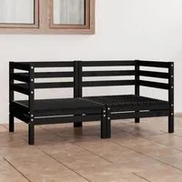 Divano da Giardino a 2 Posti Nero in Legno Massello di Pino cod mxl 73566