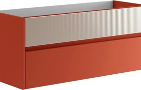 Mobile da bagno sospeso sotto lavabo Niwa 2 cassetti ideale per doppia vasca L119.5 x H50 x P45.5cm paprika e sabbia cannettato