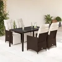 Set Bistr da Giardino 5 pz con Cuscini in Polyrattan Marrone 3276917