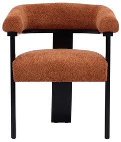 Sedia con braccioli in Tessuto bouclette e legno di hevea Terracotta e Nero - LIVELIA di Pascal MORABITO