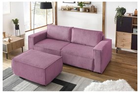 Divano letto in velluto a coste rosa 245 cm Nihad - Bobochic Paris
