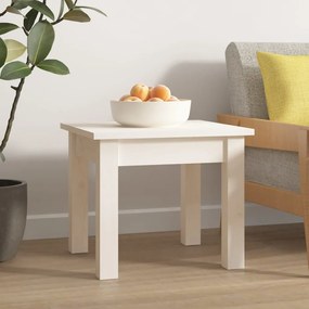 Tavolino Da Salotto Bianco 35x35x30 Cm Legno Massello Di Pino /