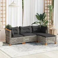 Set Divani da Giardino 4 pz con Cuscini in Polyrattan Grigio 3261783