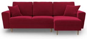 Divano angolare rosso allungabile e con contenitore con rivestimento in velluto Kyoto – Cosmopolitan Design